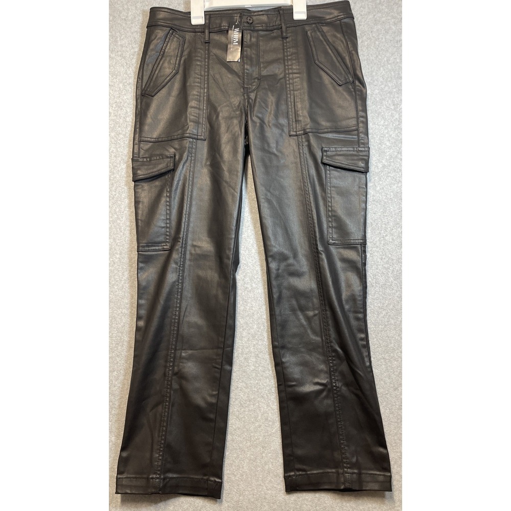 White House Black Market Mid Rise Tapered Ankle Faux Leather Pants Sz 12 Chic